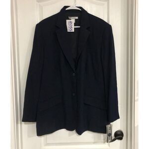 Nycard Collection Women's Blazer Jacket Two Button Long Sleeve Black Size 22 NWT